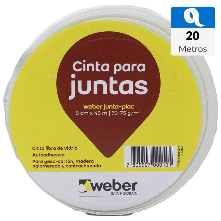 5cm x 20m Cinta de fibra de vidrio autoadhesiva para juntas