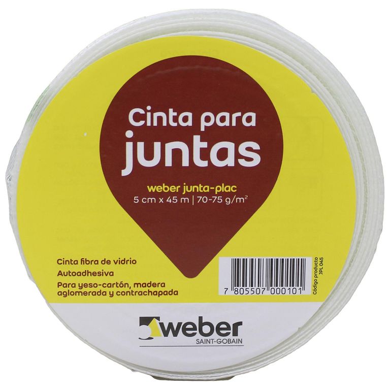 5cm x 45m Cinta de fibra de vidrio autoadhesiva para juntas