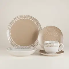 JUST HOME COLLECTION - Juego de Loza 30 Piezas Porcelana Beige