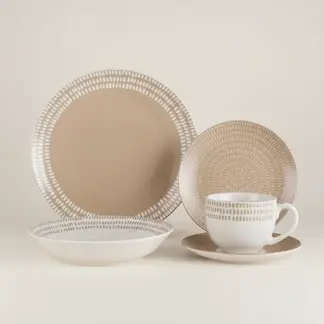 JUST HOME COLLECTION - Juego de Loza 30 Piezas Porcelana Beige