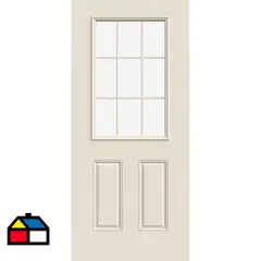 HOLZTEK - Puerta Medio Cuerpo Acero Vidrio Termopanel Blanco