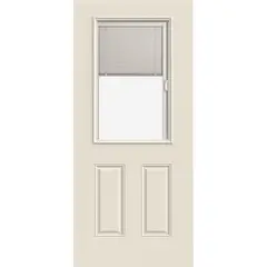 HOLZTEK - Puerta con Vidrio Termopanel Acero 80x200 cm Medio Cuerpo con Persiana Blanco