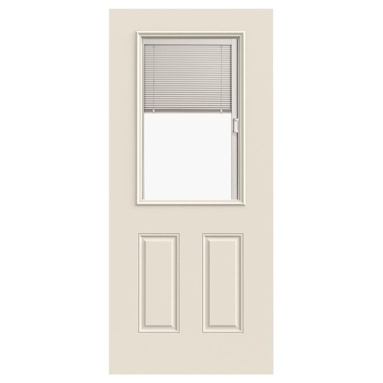 Puerta con Vidrio Termopanel Acero x Medio Cuerpo con Persiana Blanco