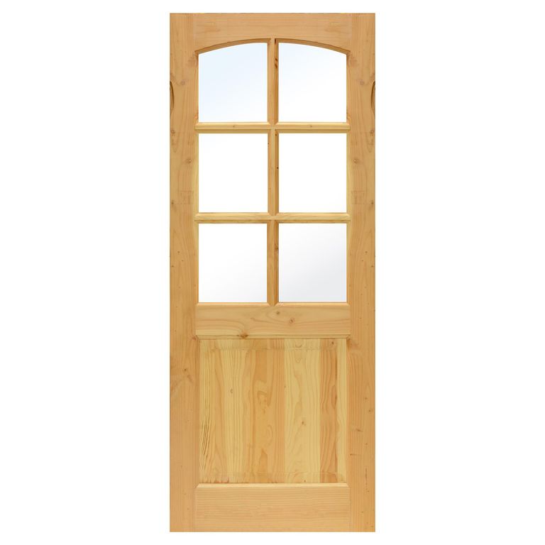 Puerta Pino Oregón 2 Paneles 6 Vidrios con vidrio