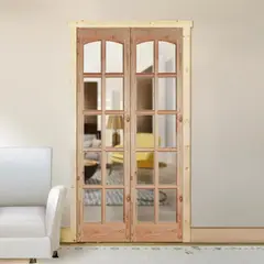 GENERICO - Mampara Madera pino oregón 50x200 cm 10 vidrios Natural