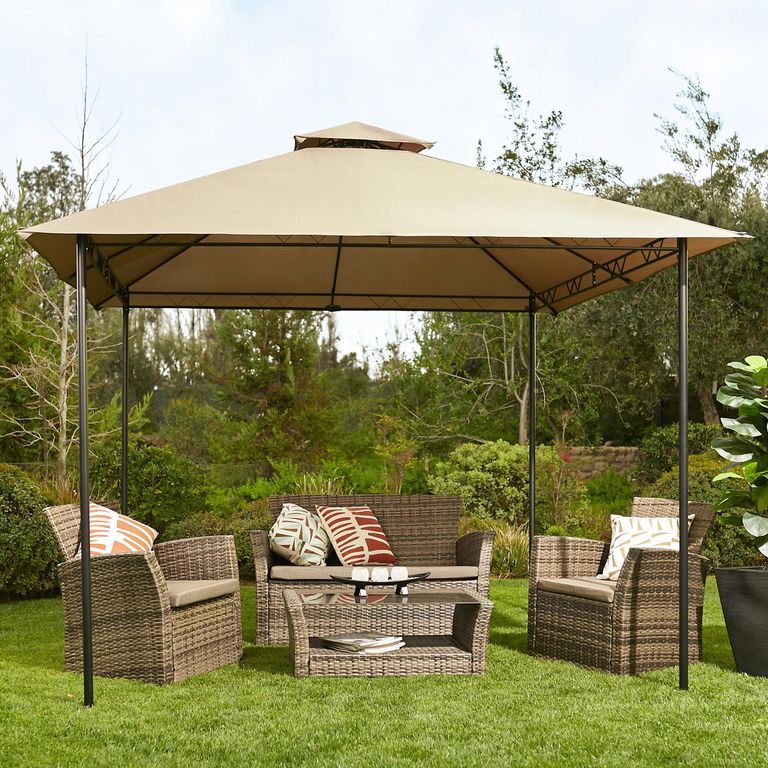 Toldo Pérgola Taupe Poliéster 295x295x260 cm