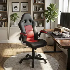JUST HOME COLLECTION - Silla Gamer Escritorio Sienna Negro/Rojo