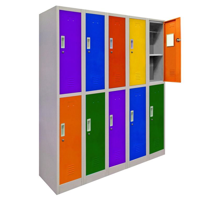 Locker de Oficina con Llave 10 Puerta(s) 10 Repisa(s) 50x166x140 cm Multicolor