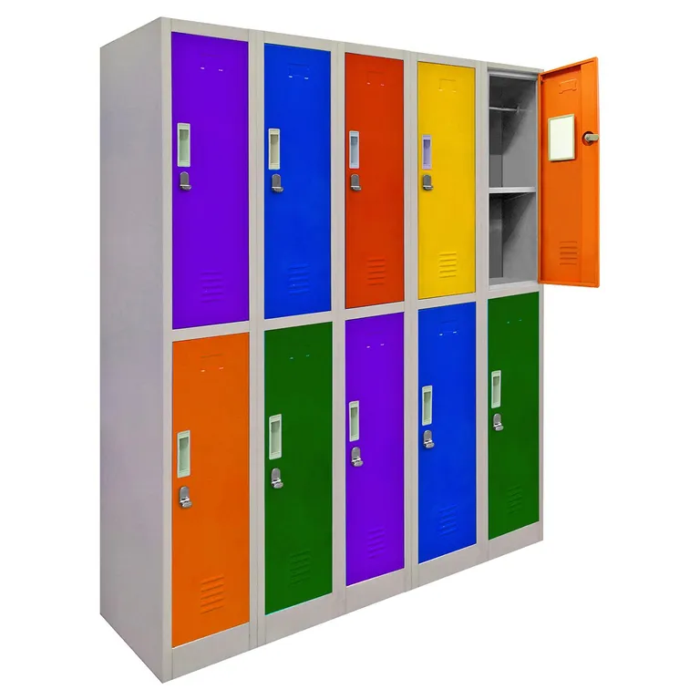 Locker de Oficina con Portacandado 10 Puerta(s) 10 Repisa(s) 50x160x140 cm Multicolor