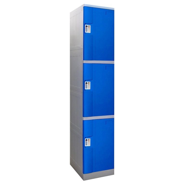 Locker Plástico Abs con Llave 3 Puerta(s) 3 Repisa(s) 38x194x38 cm Azul