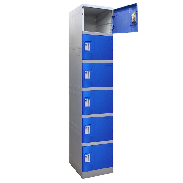 Locker Plástico Abs con Llave 6 Puerta(s) 38x194x38 cm Azul