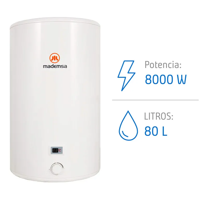 Termo Eléctrico 80 Litros 2000 W de Muro