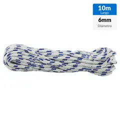 FIXSER - Cuerda Polipropileno Trenzado 6 mm 10 m Blanco/azul