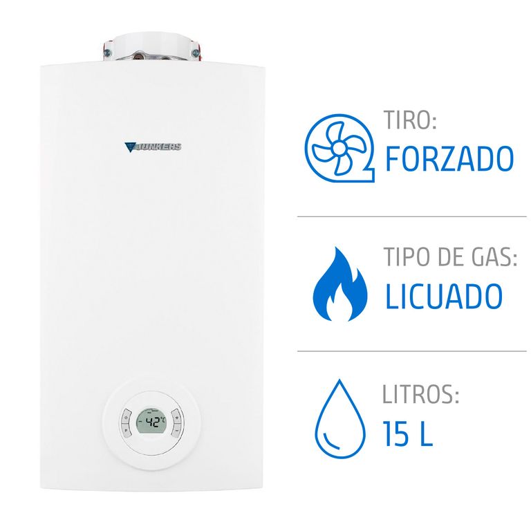 Calefont 15 Litros Gas Licuado Tiro Forzado Ionizado