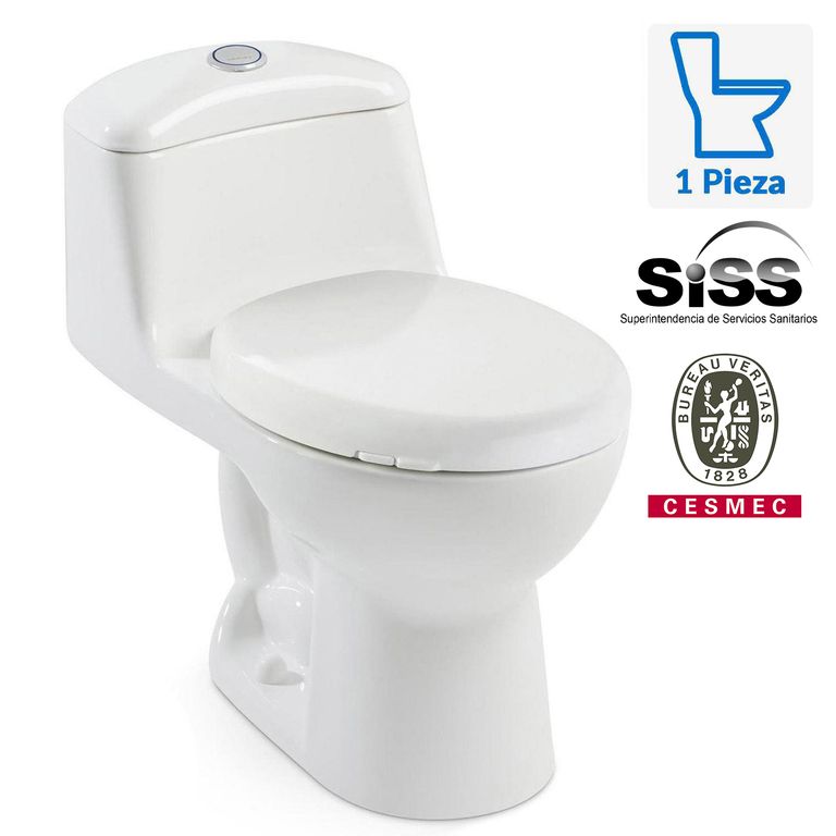 Sanitario One piece a Piso 30,5 cm 4.8 Litros Elongado Blanco.