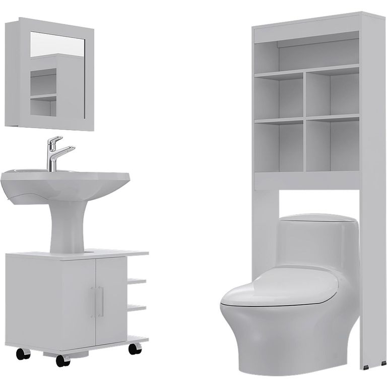 Combo Botiquín con Mueble Bajo Lavamanos y Estante