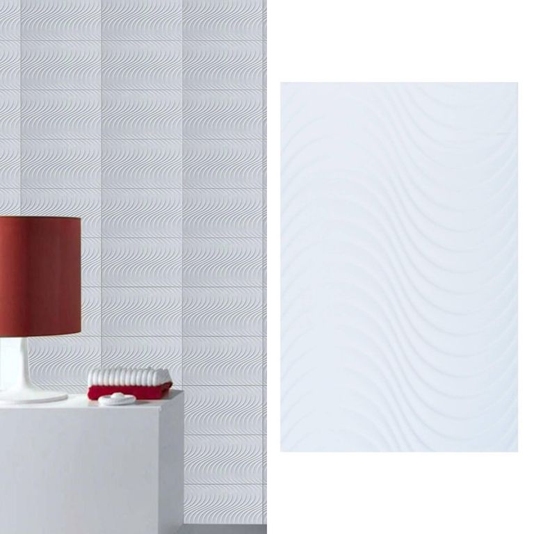 Cerámica 25x40 cm Muro Olas Blanco. 1.5 m2