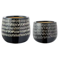 JUST HOME COLLECTION - Set 2 Maceteros de Cerámica Himba Negro