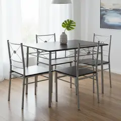 CASA BONITA - Juego de Comedor Tubo 4 Sillas Mesa Rectangular 70x76x110 cm Wengue