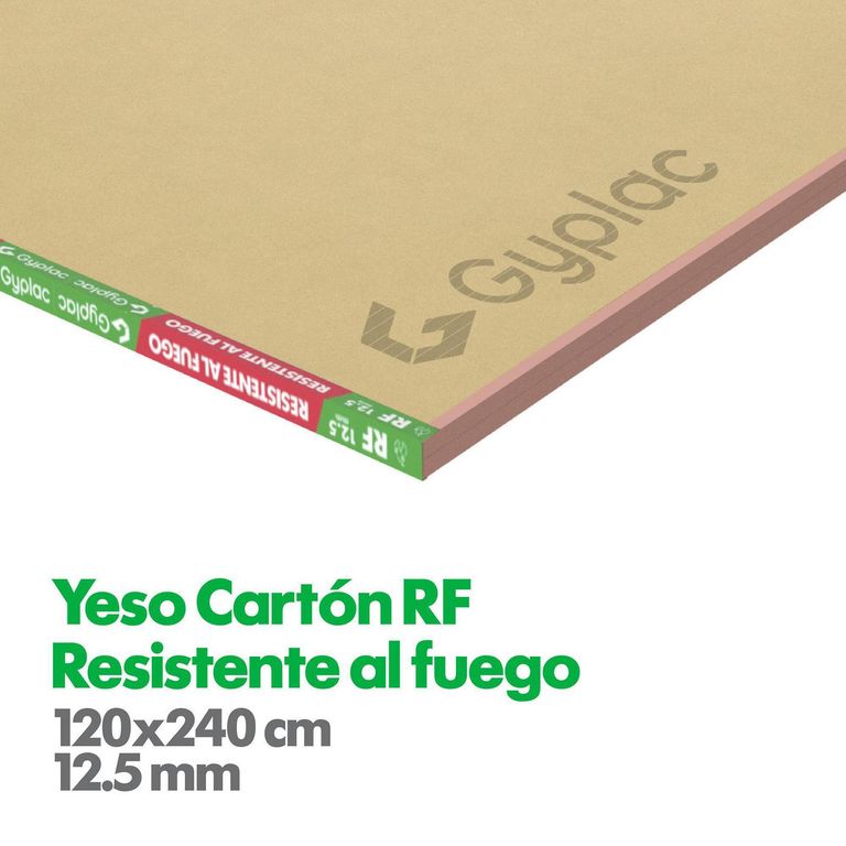 Yeso Cartón Resistente al fuego 12.5 mm 120x240 cm Blanco