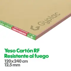 GYPLAC - Yeso Cartón Resistente al fuego 12.5 mm 120x240 cm Blanco
