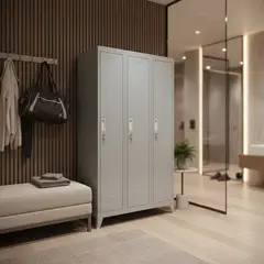 MALETEK - Locker con Portacandado 3 Puerta(s) 3 Repisa(s) 50x166x83 cm Gris