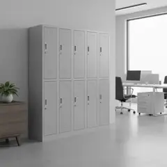 MALETEK - Locker de Oficina con Llave 10 Puerta(s) 15 Repisa(s) 50x166x140 cm Gris