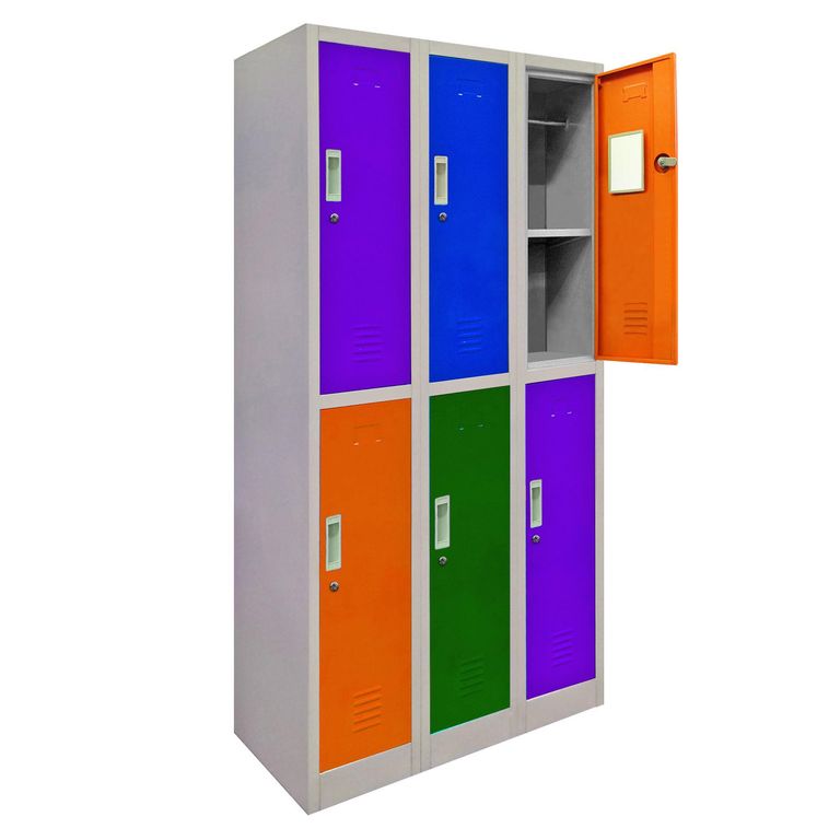 Locker de Oficina con Llave 6 Puerta(s) 6 Repisa(s) 50x166x83 cm Gris/Colores