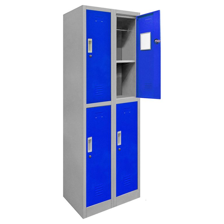 Locker de Oficina con Llave 2 Puerta(s) 4 Repisa(s) 50x166x57 cm Gris/Azul