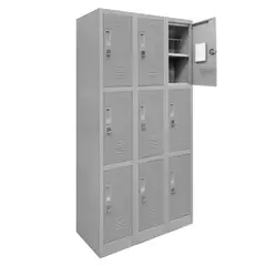 MALETEK - Locker de Oficina con Portacandado 9 Puerta(s) 15 Repisa(s) 50xx83 cm Gris