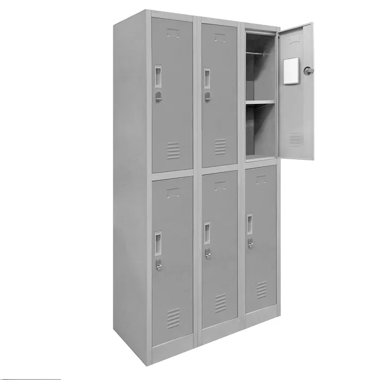 Locker de Oficina con Portacandado 6 Puerta(s) 6 Repisa(s) 50x166x83 cm Gris