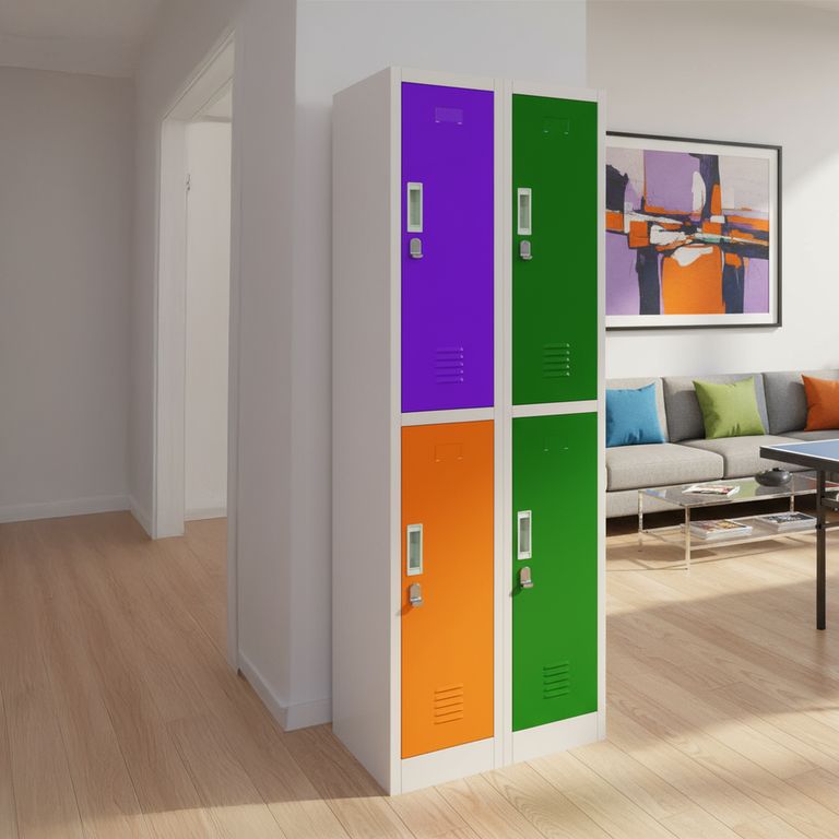 Locker de Oficina con Portacandado 4 Puerta(s) 4 Repisa(s) 50x166x57 cm Gris/Colores
