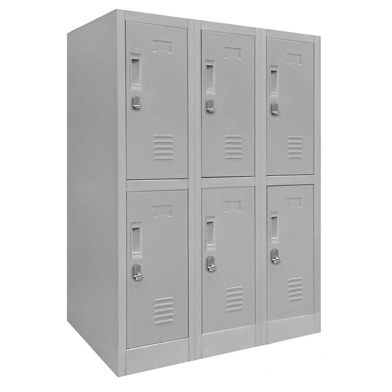 Locker de Oficina con Portacandado 6 Puerta(s) 6 Repisa(s) 50x114x83 cm Gris