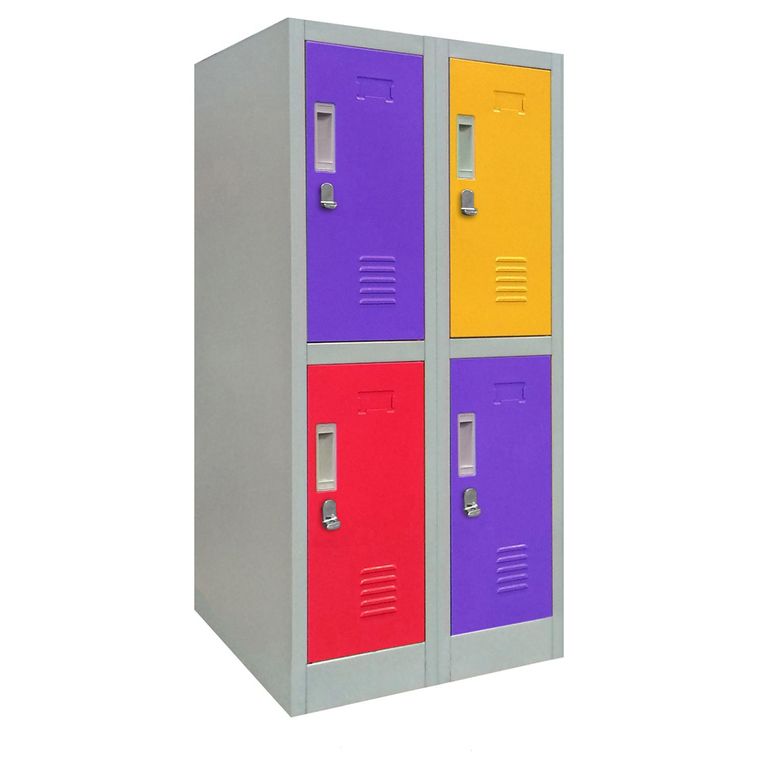 Locker de Oficina con Portacandado 4 Puerta(s) 2 Repisa(s) 50x114x55 cm Gris
