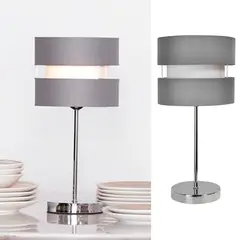 JUST HOME COLLECTION - Lámpara de mesa tela 1 luz E27 gris