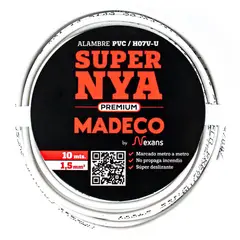 MADECO - Alambre de Cobre Aislado Premium H07V-U 1x1,5 mm2 10 metro(s) Blanco