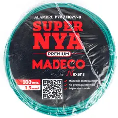 MADECO - Alambre de Cobre Aislado Premium H07V-U 1x1,5 mm2 Verde 100 metro(s)