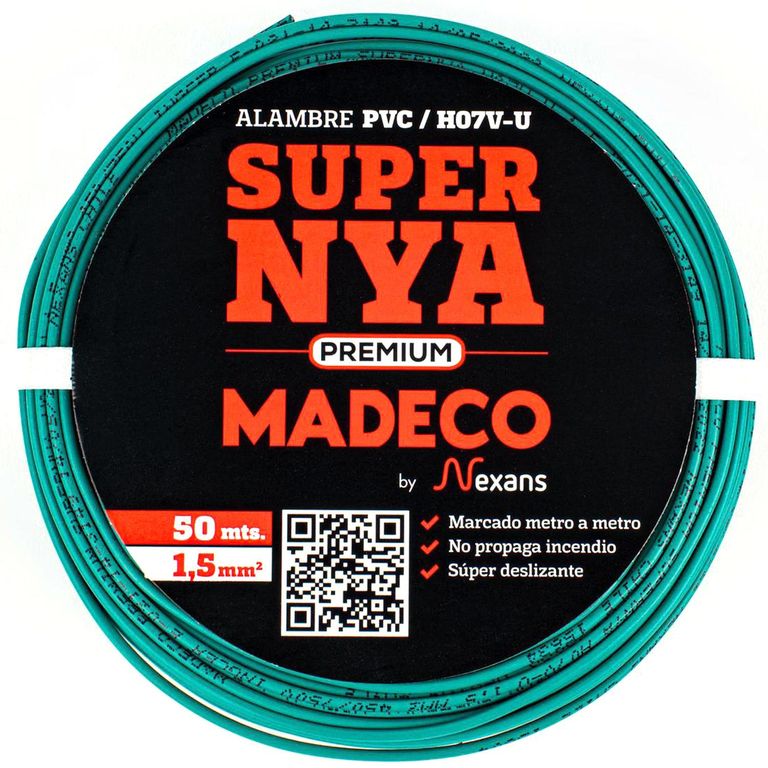 Alambre de Cobre Aislado Premium H07V-U 1x1,5 mm2 Verde 50 metro(s)