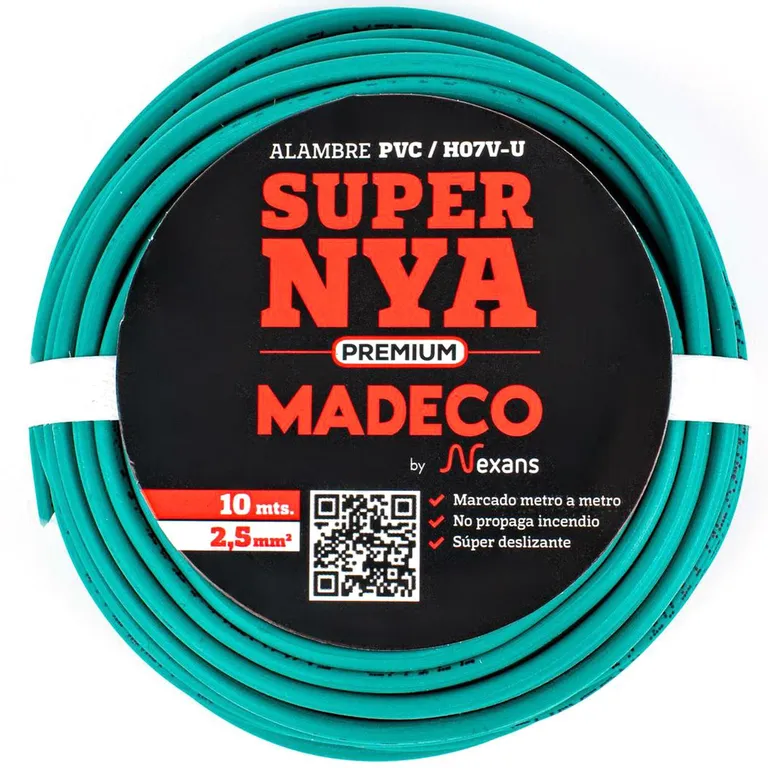 Alambre de Cobre Aislado Premium H07V-U 1x2,5 mm2 Verde 10 metro(s)