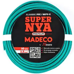 MADECO - Alambre de Cobre Aislado Premium H07V-U 1x2,5 mm2 10 metro(s) Verde