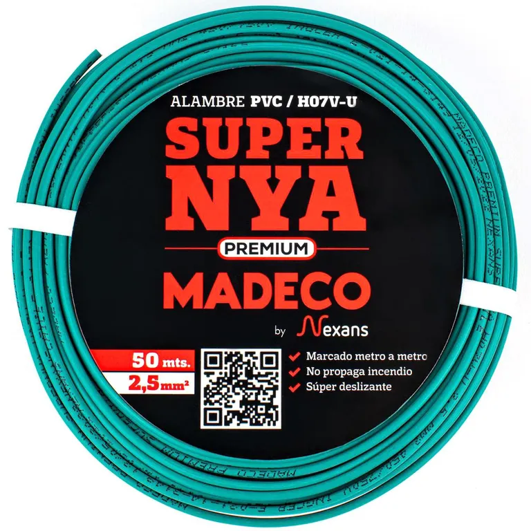 Alambre de Cobre Aislado Premium H07V-U 1x2,5 mm2 Verde 50 metro(s)