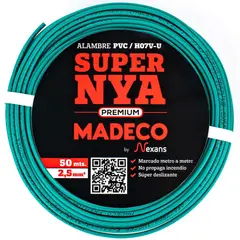 MADECO - Alambre de Cobre Aislado Premium H07V-U 1x2,5 mm2 50 metro(s) Verde