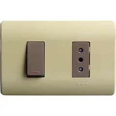 SCHNEIDER ELECTRIC - Interruptor + Enchufe 10 A Genesis Dorado