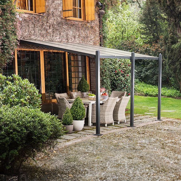 Pérgola Lateral Negro Policarbonato 295x395x256 cm