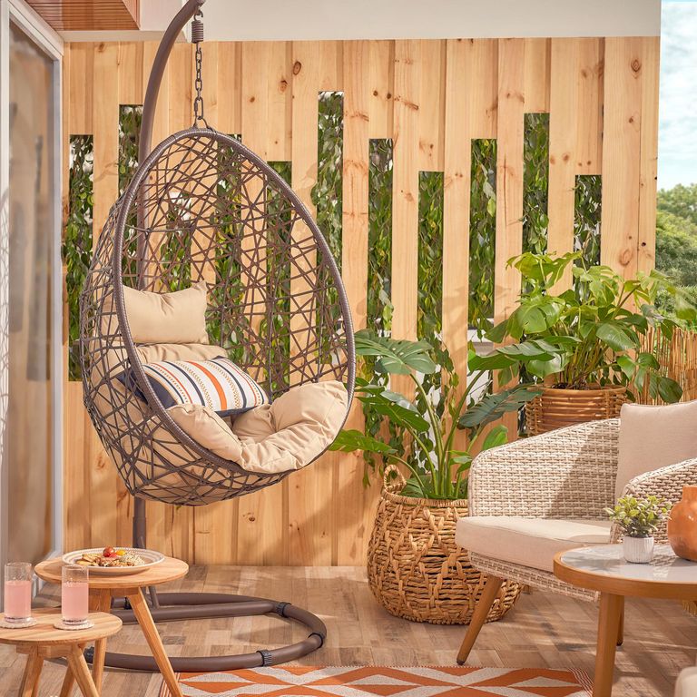 Silla Colgante de Terraza Ratán PE Café