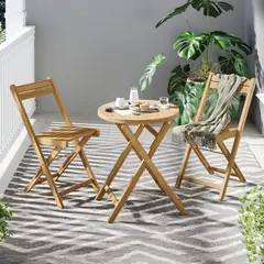 JUST HOME COLLECTION - Juego de Terraza Balcón Catania 2 Personas Madera