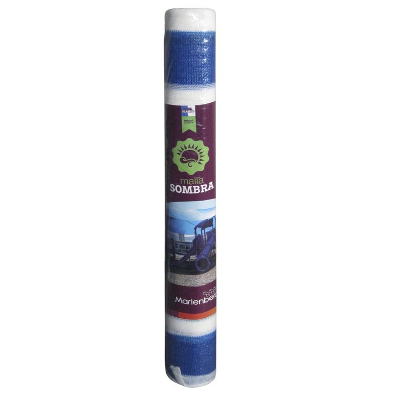 Rollo raschel 80% 10x2,10 m azul/blanco