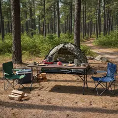 JUST HOME COLLECTION - Mesa Plegable Tipo Maleta Rectangular 180 cm Café Textura