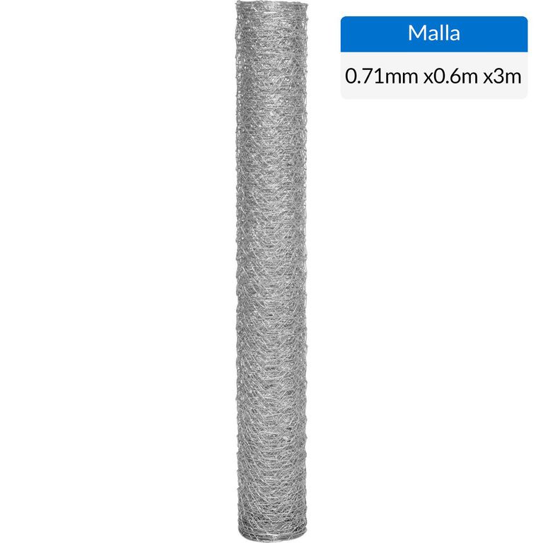 0.60x3m Malla 3/4" hexagonal galvanizada
