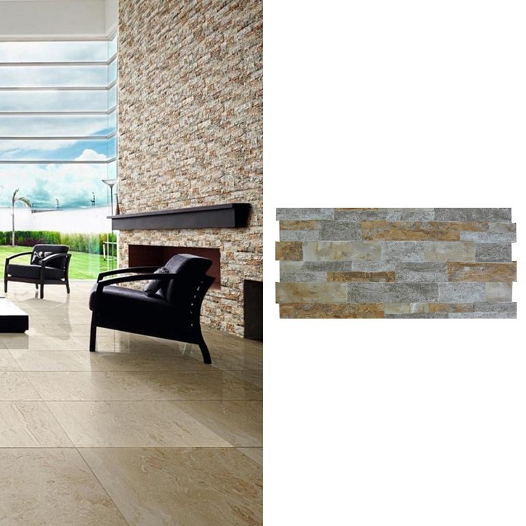 Cerámica 25x50 cm Cuenca Stone Café 1.5 m2